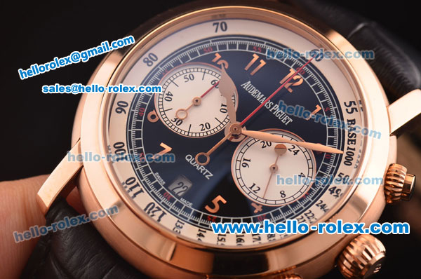 Audemars Piguet Jules Audemars Chronograph Miyota OS20 Quartz Rose Gold Case with Black Dial and Rose Gold Arabic Numeral Hour Markers - Click Image to Close